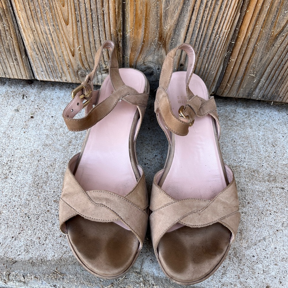 Stuart Weitzman Suede Wedge Sandals